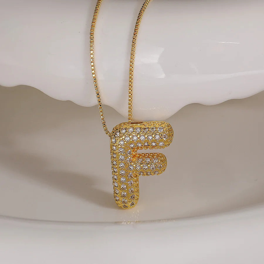 Bubble Letter Initial 18k Gold Plated