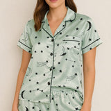 Women's Celestial Pajama Set - Moon & Stars Print Sleepwear