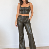 Olive Muse Set - Two Piece Faux Leather