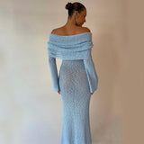 Strapless Knitted Maxi Dress with Sleeves - Resort & Summer Coverup