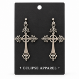 Midnight Cathedral Cross Earrings