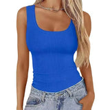 Square Neck Sleeveless Top - Women's Slim Fit Elastic Tank