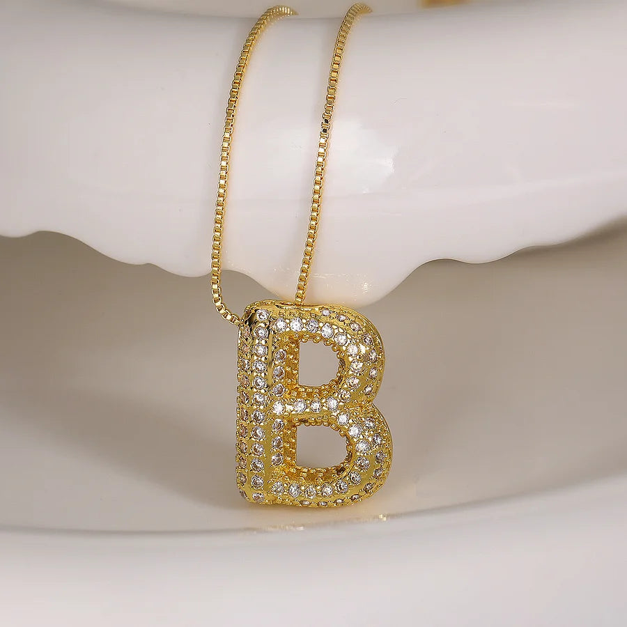 Bubble Letter Initial 18k Gold Plated