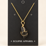 Raw Stone Wire-Wrapped Necklace - 18k Gold Plated