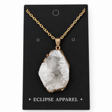 Druzy Amethyst Pendant Necklace - 18k Gold Plated