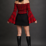 Hexed in Plaid Bell-Sleeve Top