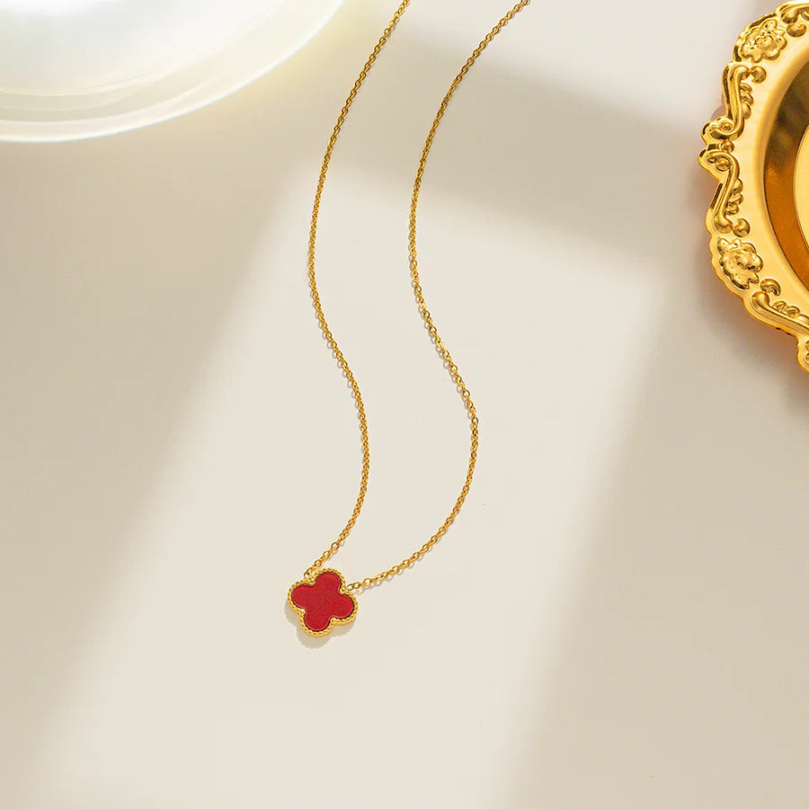 Clover Charm Enamel Necklace