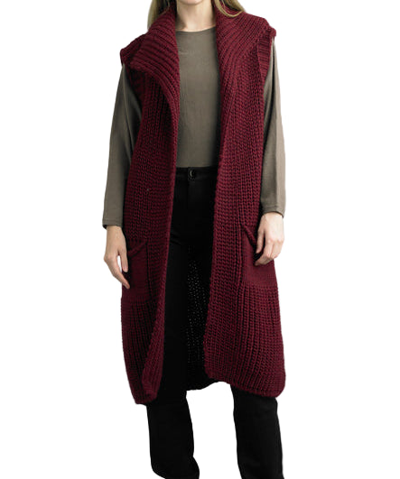 Cable Knit Duster Vest by Tempo Paris