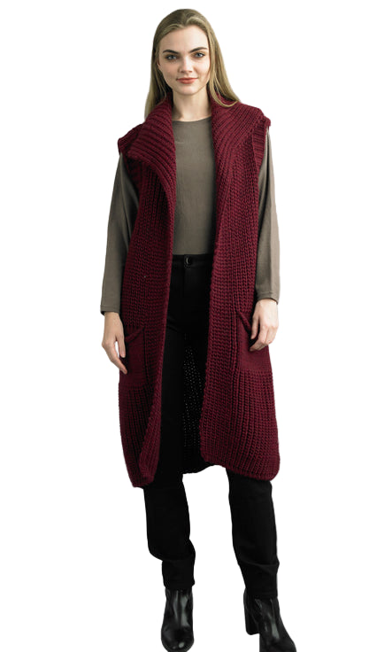 Cable Knit Duster Vest by Tempo Paris