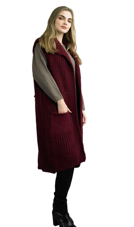 Cable Knit Duster Vest by Tempo Paris
