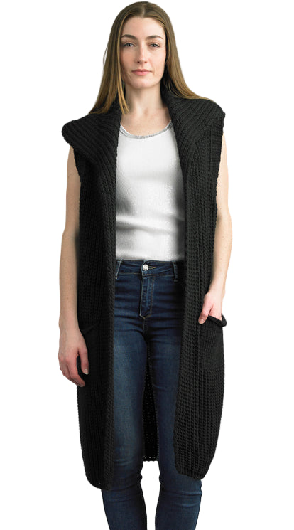Cable Knit Duster Vest by Tempo Paris