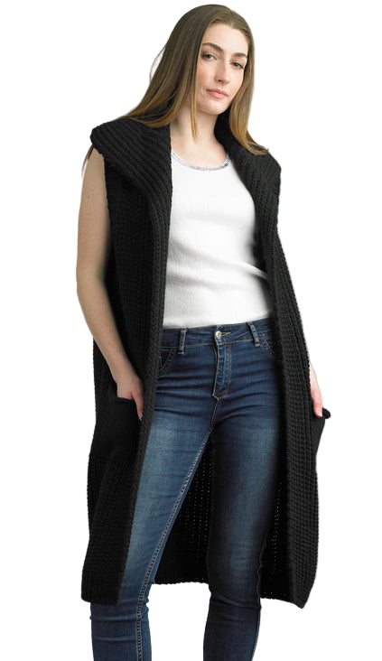 Cable Knit Duster Vest by Tempo Paris