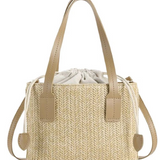 Woven Market Tote Bag with Drawstring Insert