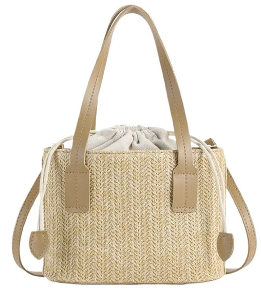 Woven Market Tote Bag with Drawstring Insert