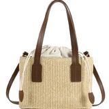 Woven Market Tote Bag with Drawstring Insert