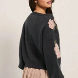 Floral Cable Knit Sweater