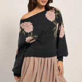 Floral Cable Knit Sweater