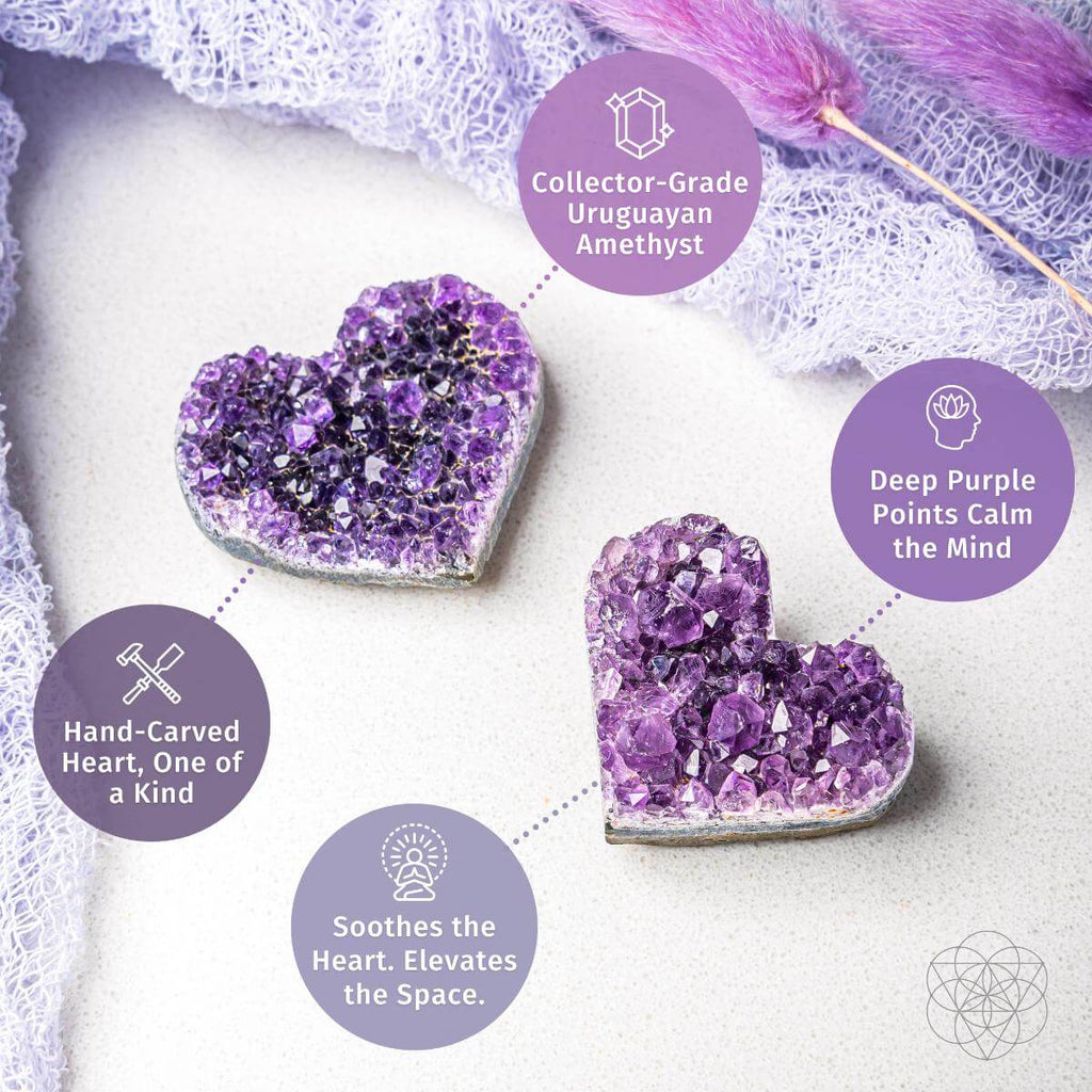 Uruguayan Amethyst Love Heart Cluster - AAA Premium Quality